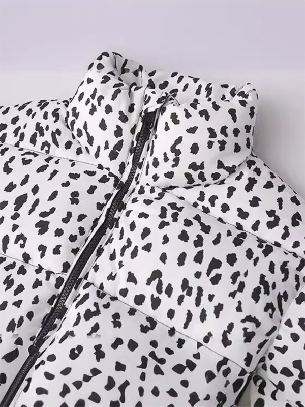 Jeunese Fashionable animal print stand collar cotton jacket