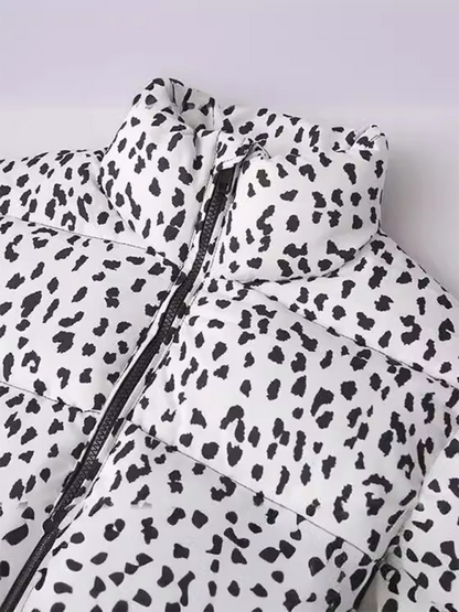 Jeunese Fashionable animal print stand collar cotton jacket